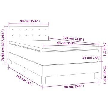 Pat box spring cu saltea, negru, 90x190 cm, textil - Img 6