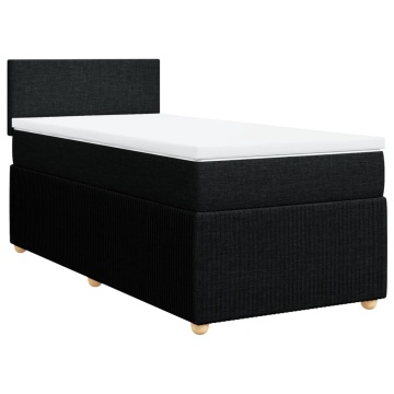 Pat box spring cu saltea, negru, 90x190 cm, textil - Img 3