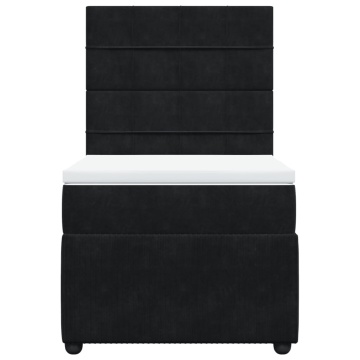 Pat box spring cu saltea, negru, 90x200 cm, catifea - Img 4