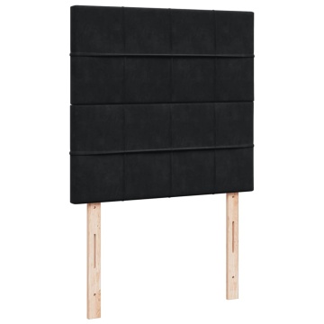 Pat box spring cu saltea, negru, 90x200 cm, catifea - Img 6