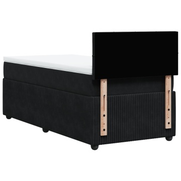 Pat box spring cu saltea, negru, 90x200 cm, catifea - Img 7