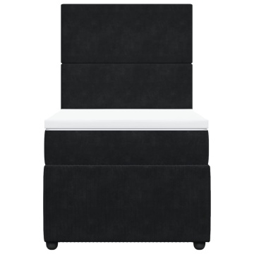 Pat box spring cu saltea, negru, 90x200 cm, catifea - Img 5