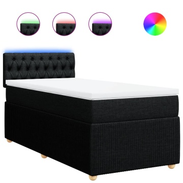 Pat box spring cu saltea, negru, 90x200 cm, textil - Img 2
