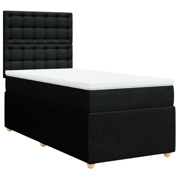Pat box spring cu saltea, negru, 90x200 cm, textil - Img 2