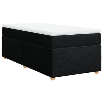 Pat box spring cu saltea, negru, 90x200 cm, textil - Img 2