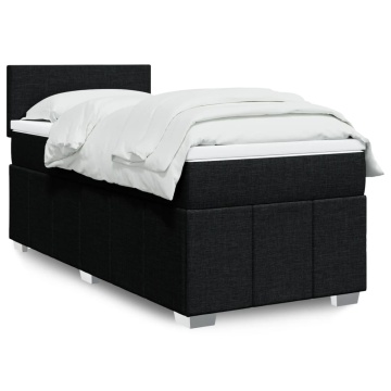 Pat box spring cu saltea, negru, 90x200 cm, textil - Img 1