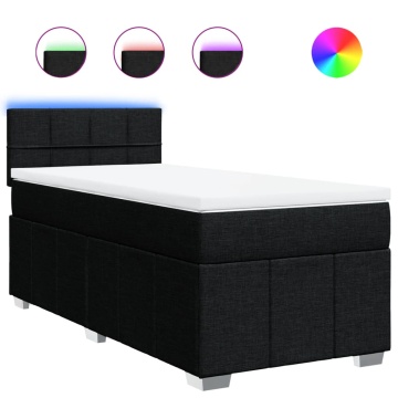 Pat box spring cu saltea, negru, 90x200 cm, textil - Img 2