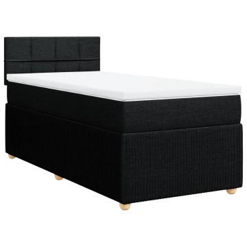 Pat box spring cu saltea, negru, 90x200 cm, textil - Img 2