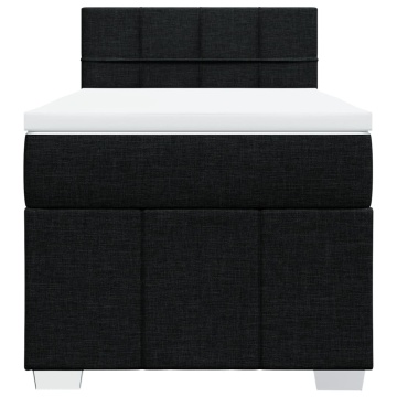 Pat box spring cu saltea, negru, 90x200 cm, textil - Img 5