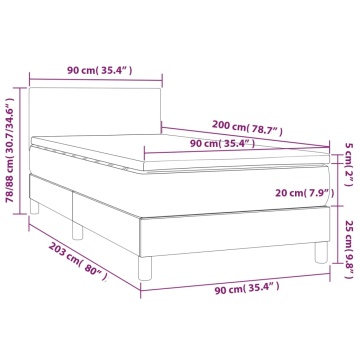Pat box spring cu saltea, negru, 90x200 cm, textil - Img 6