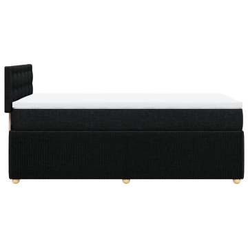 Pat box spring cu saltea, negru, 90x200 cm, textil - Img 6