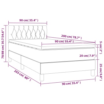 Pat box spring cu saltea, negru, 90x200 cm, textil - Img 6