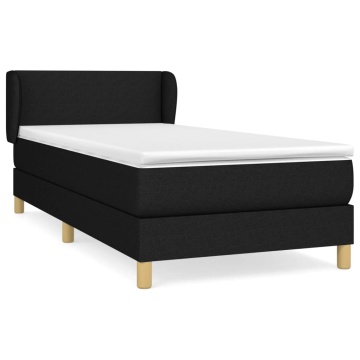 Pat box spring cu saltea, negru, 90x200 cm, textil - Img 2