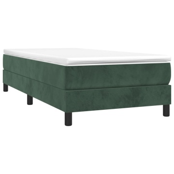 Pat box spring cu saltea, verde închis, 100x200 cm, catifea - Img 3