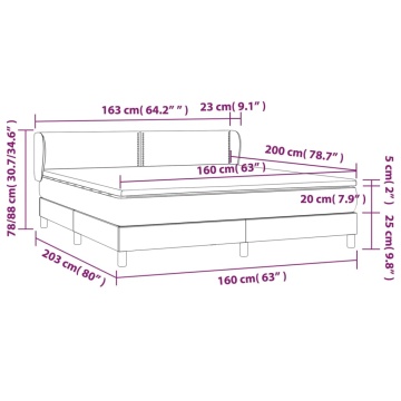 Pat continental cu saltea, gri închis, 160x200 cm, țesătură - Img 6