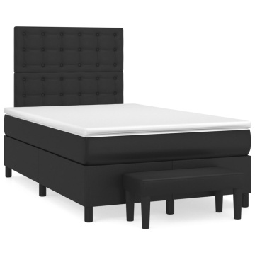 Pat continental cu saltea, negru, 120x200 cm, piele ecologică - Img 2