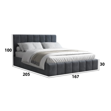 Pat Cozy cu saltea, 140x200 cm, gri inchis, suport saltea din PAL - Img 4