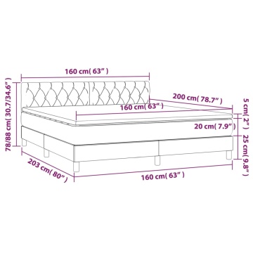 Pat cu arcuri, saltea și LED, gri închis, 160x200 cm, textil - Img 7