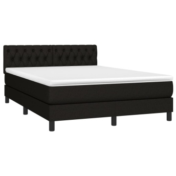 Pat cu arcuri, saltea și LED, negru, 140x190 cm, textil - Img 3