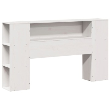 Pat cu bibliotecă fără saltea, alb, 120x190 cm, lemn masiv pin - Img 6
