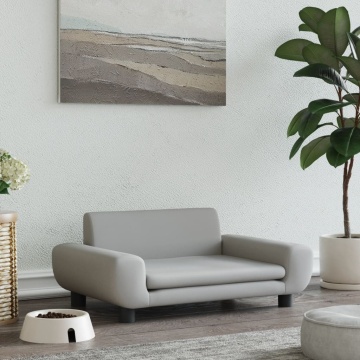 Pat de câini, gri deschis, 70x45x33 cm, catifea - Img 1