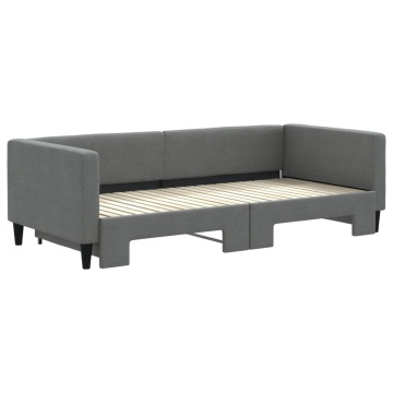 Pat de zi cu extensie, gri închis, 90x200 cm, textil - Img 3