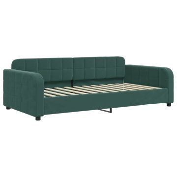 Pat de zi cu extensie și saltele verde închis 90x200 cm catifea - Img 4