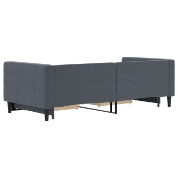 Pat de zi cu extensie și sertare gri închis 90x200 cm catifea - Img 8
