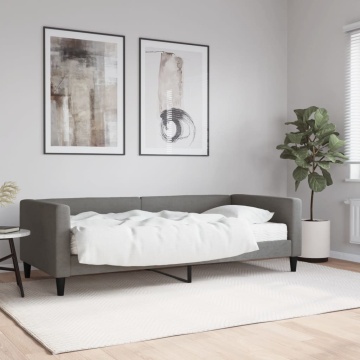 Pat de zi cu saltea, gri închis, 90x200 cm, textil - Img 1