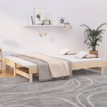 Pat de zi extensibil, 2x(80x200) cm, lemn masiv de pin - Img 1