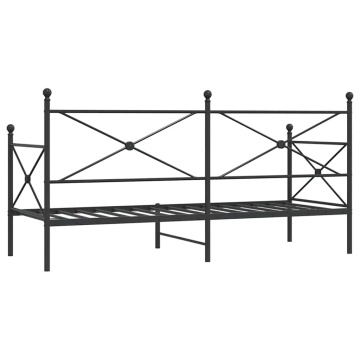Pat de zi fără saltea Negru 80x200 cm Oțel - Img 6