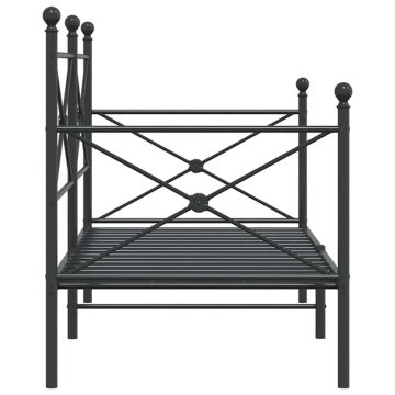 Pat de zi fără saltea Negru 90x200 cm Oțel - Img 5