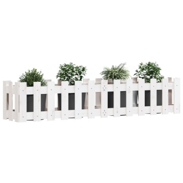 Pat înălțat grădină design gard alb 150x30x30cm lemn pin tratat - Img 3