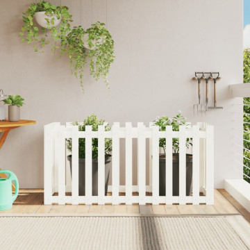 Pat înălțat grădină design gard alb 150x50x70cm lemn pin tratat - Img 1