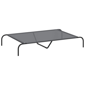 Pat înălțat pentru câini gri 130x80x20 cm Textilenă și oțel - Img 2