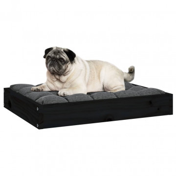 Pat pentru câini, negru, 61,5x49x9 cm, lemn masiv de pin - Img 5