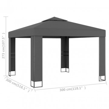 Pavilion cu acoperiș dublu, antracit, 3 x 3 m - Img 4