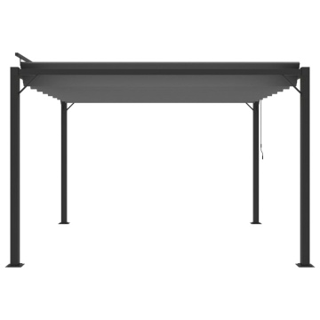 Pavilion cu acoperiș jaluzea antracit 3x3 m țesătură&aluminiu - Img 4
