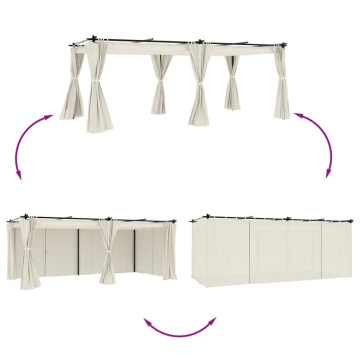 Pavilion cu draperii, gri taupe, 6x3 m, oțel - Img 3