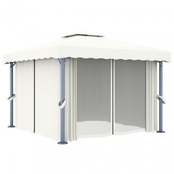 Pavilion cu perdea, alb crem, 3 x 3 m, aluminiu - Img 2
