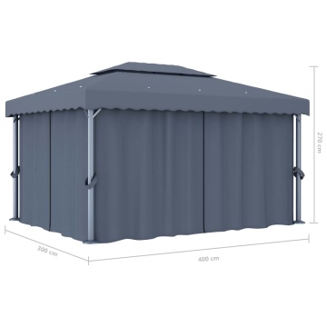 Pavilion cu perdea, antracit, 4 x 3 m, aluminiu - Img 6