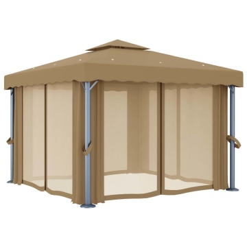 Pavilion cu perdea, gri taupe, 3x3 m, aluminiu - Img 3