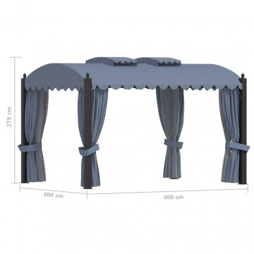 Pavilion cu perdele, antracit, 3 x 4 m, oțel - Img 7