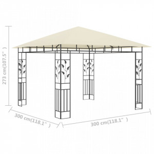 Pavilion cu plasă anti-țânțari, crem, 3x3x2,73 m, 180 g/m² - Img 7