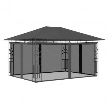 Pavilion cu plasă anti-țânțari&lumini LED, antracit, 4x3x2,73 m - Img 3