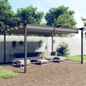 Pavilion de grădină, acoperiș retractabil, antracit, 4x3 m - Img 1