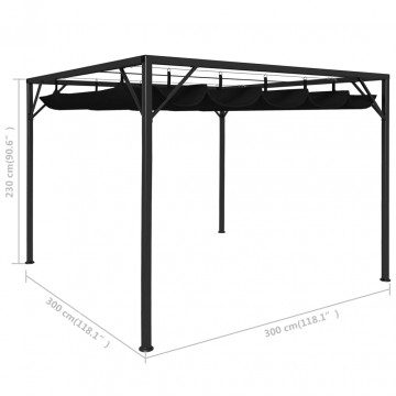 Pavilion de grădină cu acoperiș retractabil, antracit, 3 x 3 m - Img 6