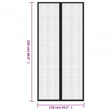 Perdea de ușă anti-insecte cu magnet, 2 buc., negru, 220x110 cm - Img 7