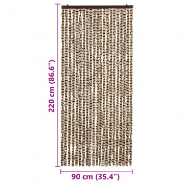 Perdea pentru insecte, bej și maro, 90 x 220 cm, chenille - Img 7