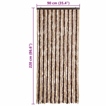 Perdea pentru insecte, bej și maro deschis, 90x220 cm, Chenille - Img 10